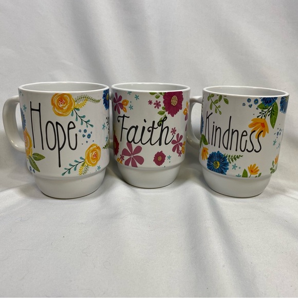 Coffee Mug Tea Cup Faith Hope Kindness Floral Spring Design “Leaf & Bean” - Picture 9 of 11